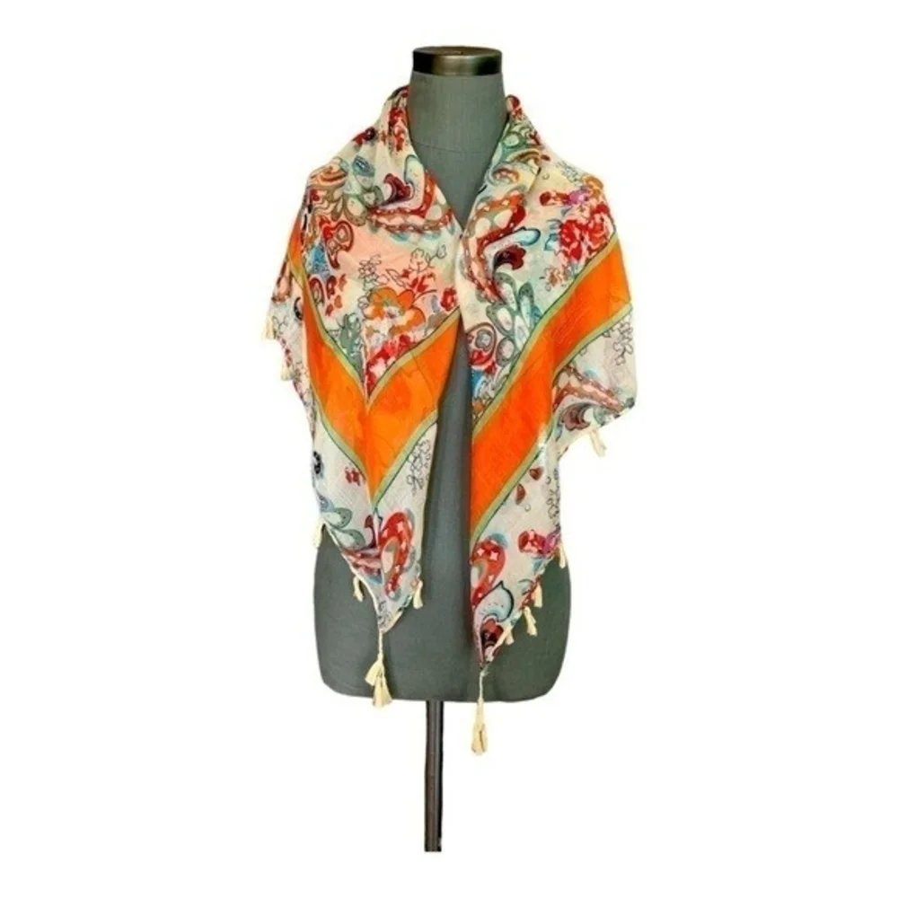 Designer Multicolor Paisley Print Square Scarf 48